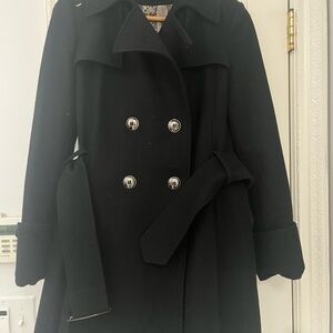 Via Spiga Black Double-Breasted Trench Coat